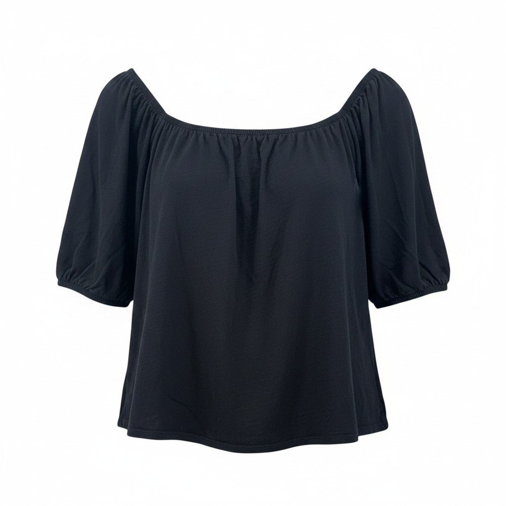 Old Navy Black Milkmaid‎ Puff Sleeve Square Neck Blouse Top XL